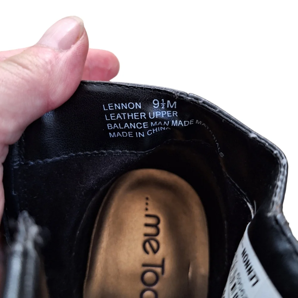 Me Too Lennon Womens Black Leather Platform Heeled Bootie Ankle Boot sz 9.5M …